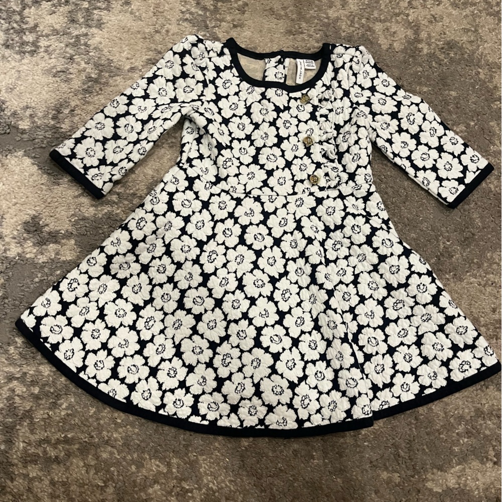 Janie and Jack Navy and White Floral Dress